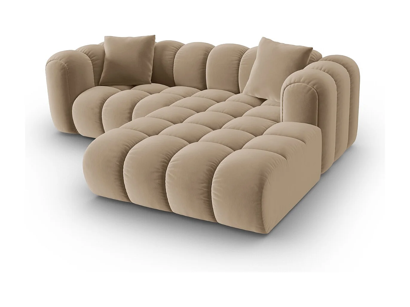 CXL by Christian Lacroix - Narożnik prawy panoramiczny, "Clotilde" 3 miejsca welur, piasek - 187x190x70cm