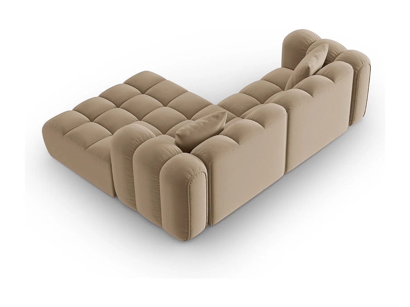 CXL by Christian Lacroix - Narożnik prawy panoramiczny, "Clotilde" 3 miejsca welur, piasek - 187x190x70cm