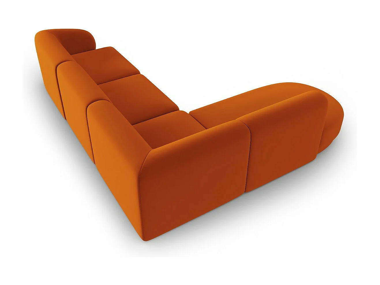 CXL by Christian Lacroix - Divano angolare modulare sinistro "Lionel" 5 posti in velluto terracotta - 265x232x74cm