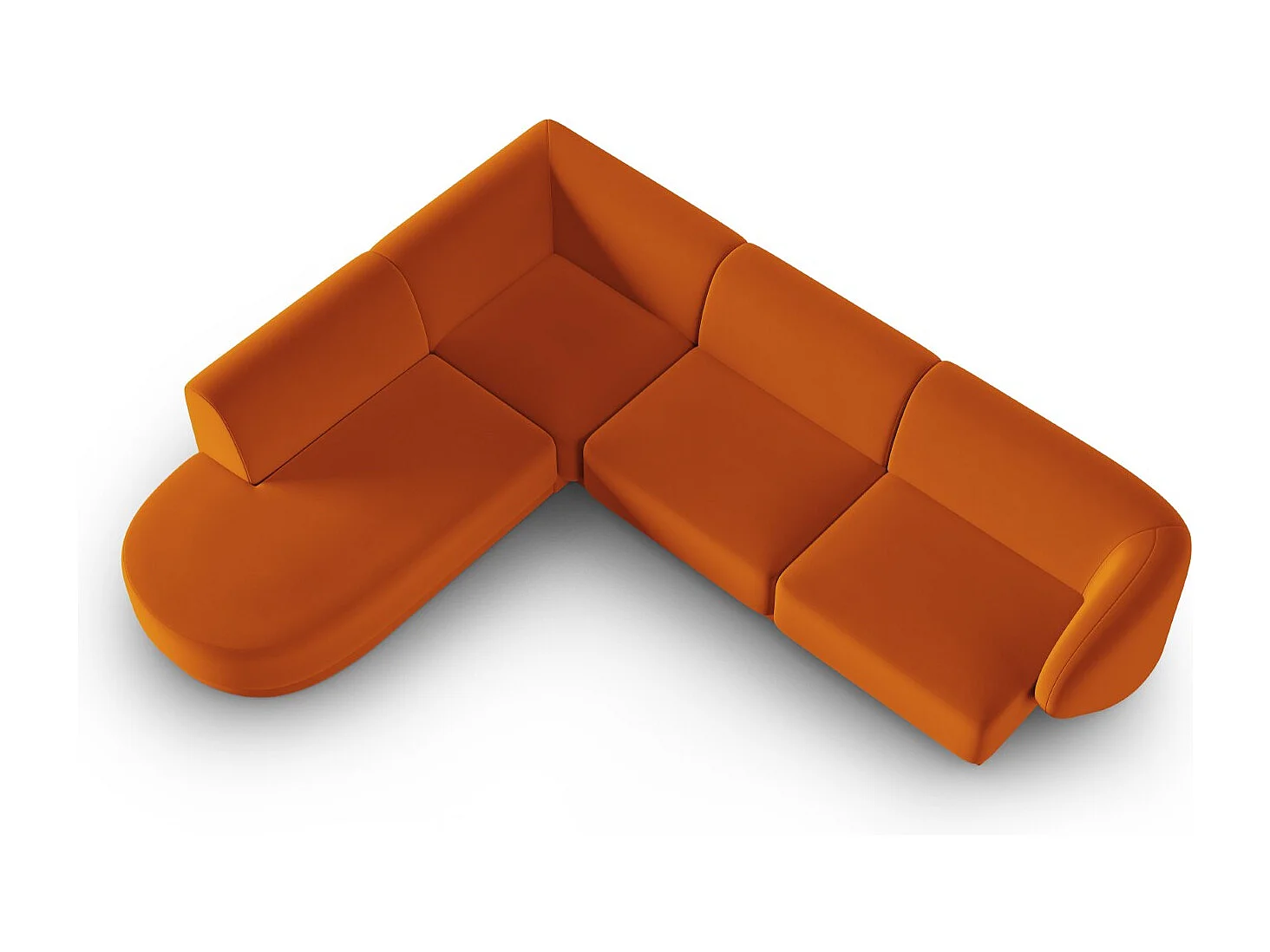 CXL by Christian Lacroix - Divano angolare modulare sinistro "Lionel" 5 posti in velluto terracotta - 265x232x74cm