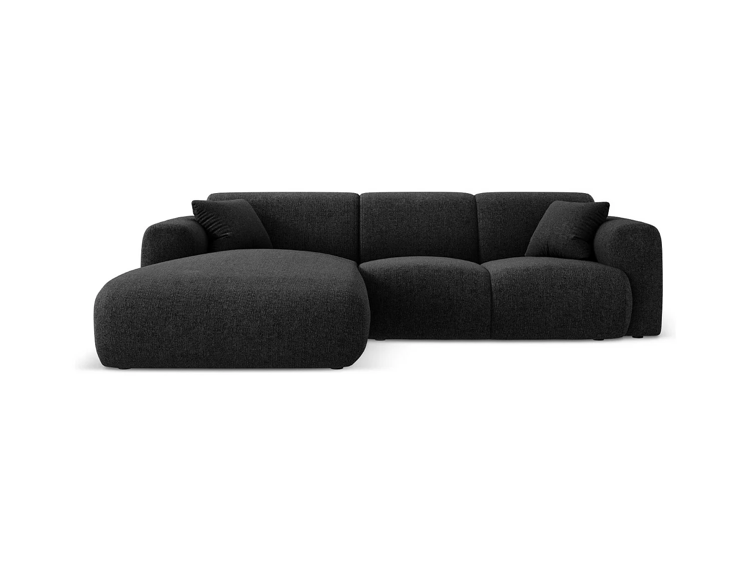 Cosmopolitan Design - Canapé d'angle gauche "Nolio" 4 places en chenille noir - 260x170x72cm