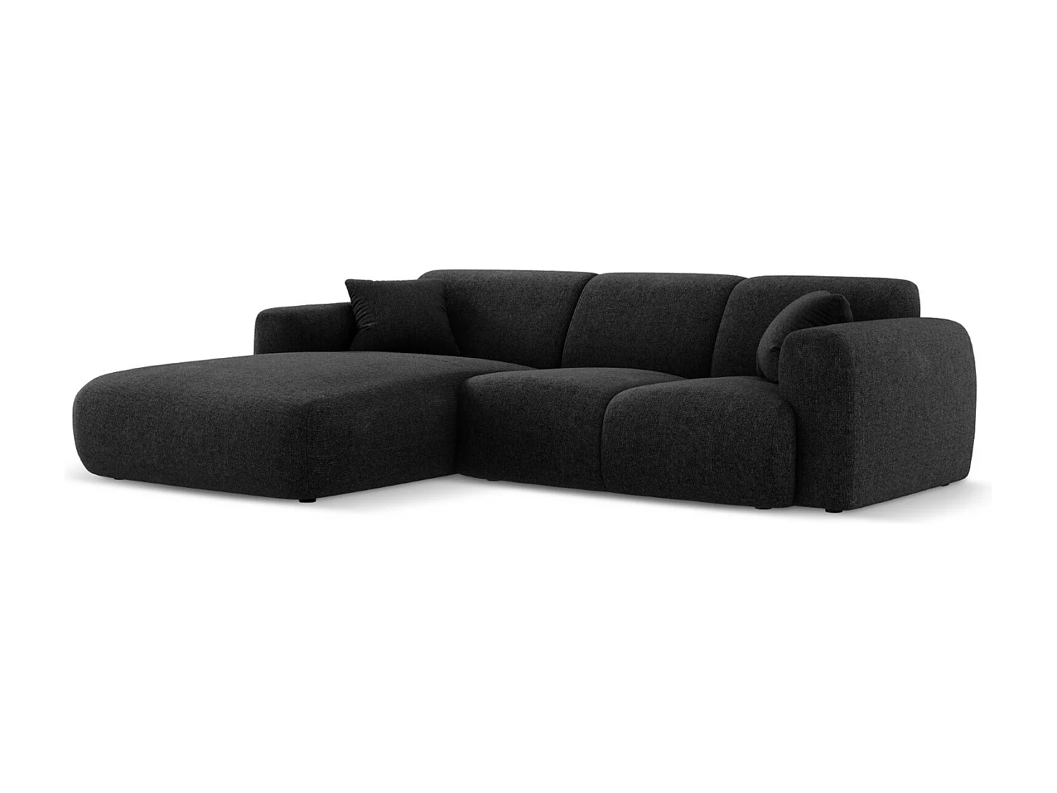 Cosmopolitan Design - Linker hoekbank "Nolio" 4 zitplaatsen, Chenille, Zwart - 260x170x72cm