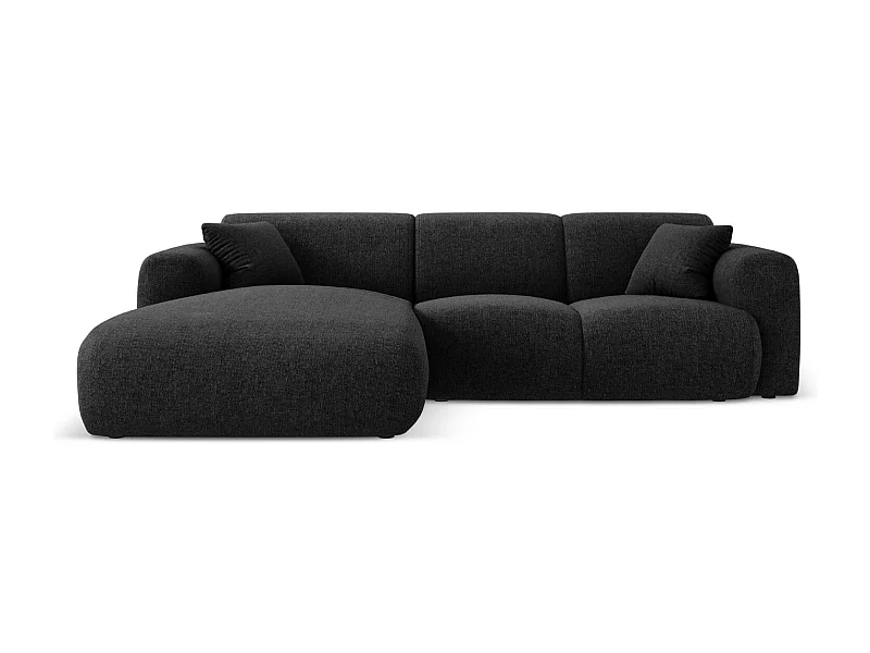 Cosmopolitan Design - Canapé d'angle gauche "Nolio" 4 places en chenille noir - 260x170x72cm