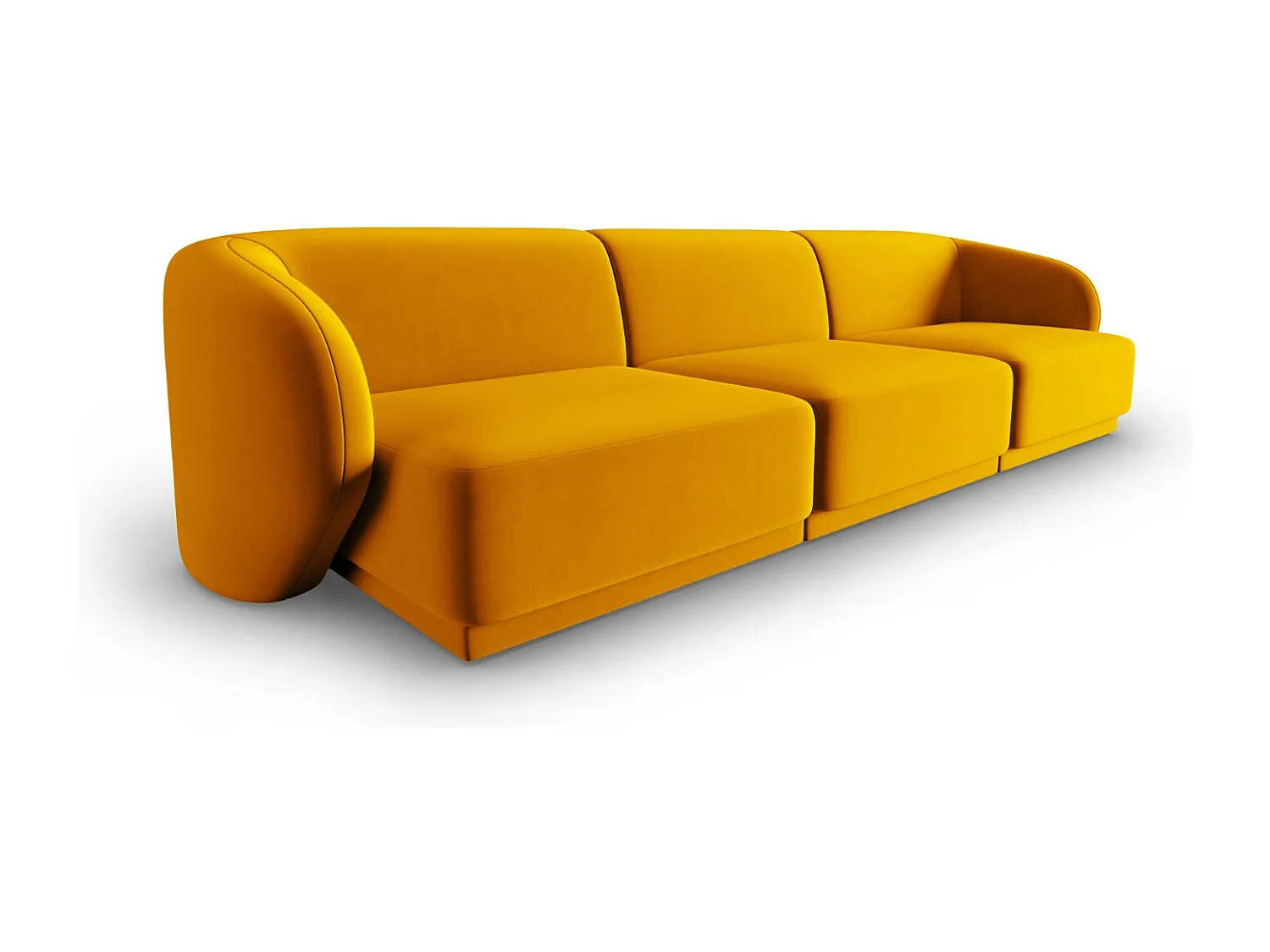 CXL by Christian Lacroix - Canapé modulable "Lionel" 3 places en velours jaune - 266x93x74cm