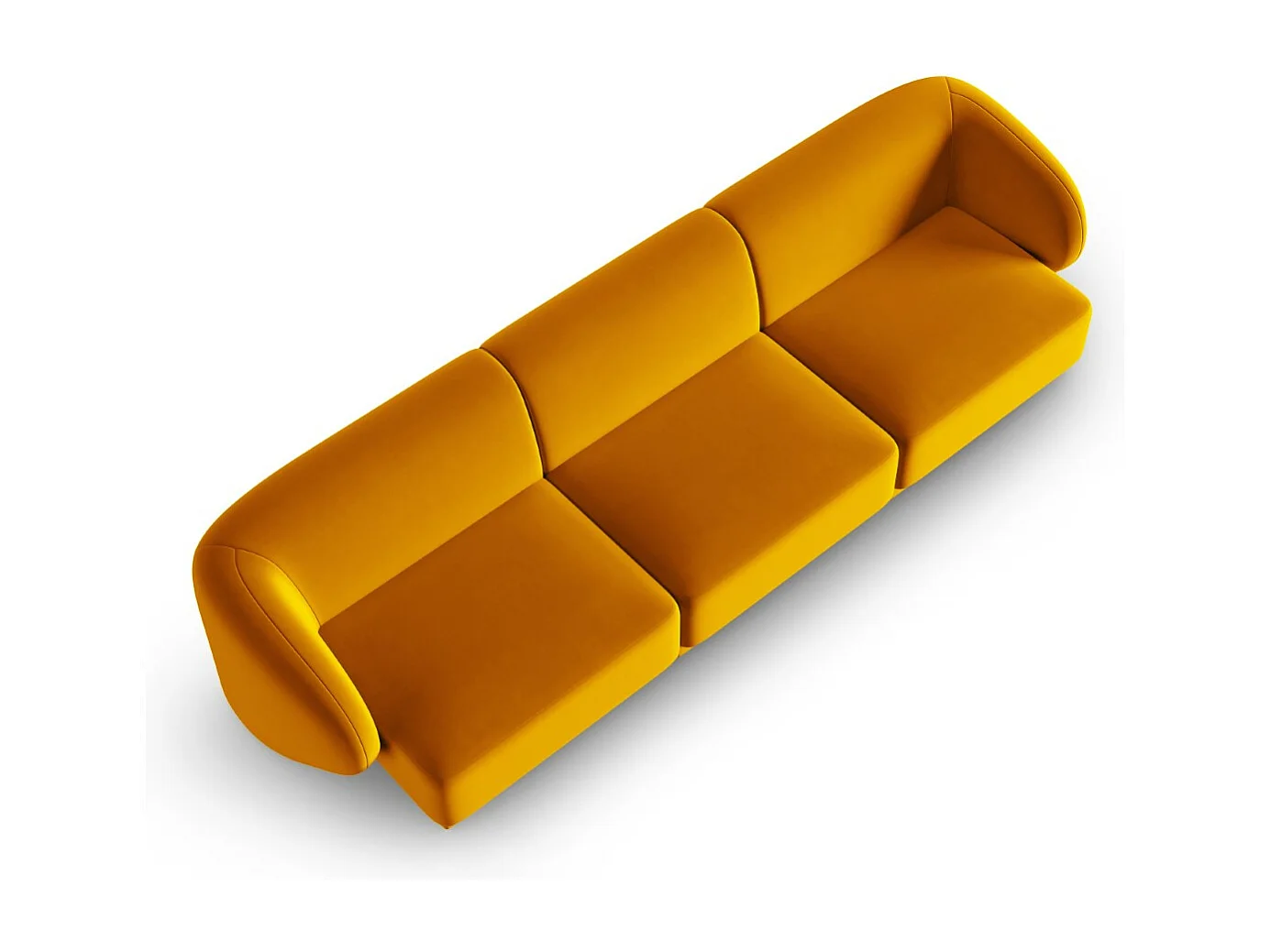 CXL by Christian Lacroix - Canapé modulable "Lionel" 3 places en velours jaune - 266x93x74cm