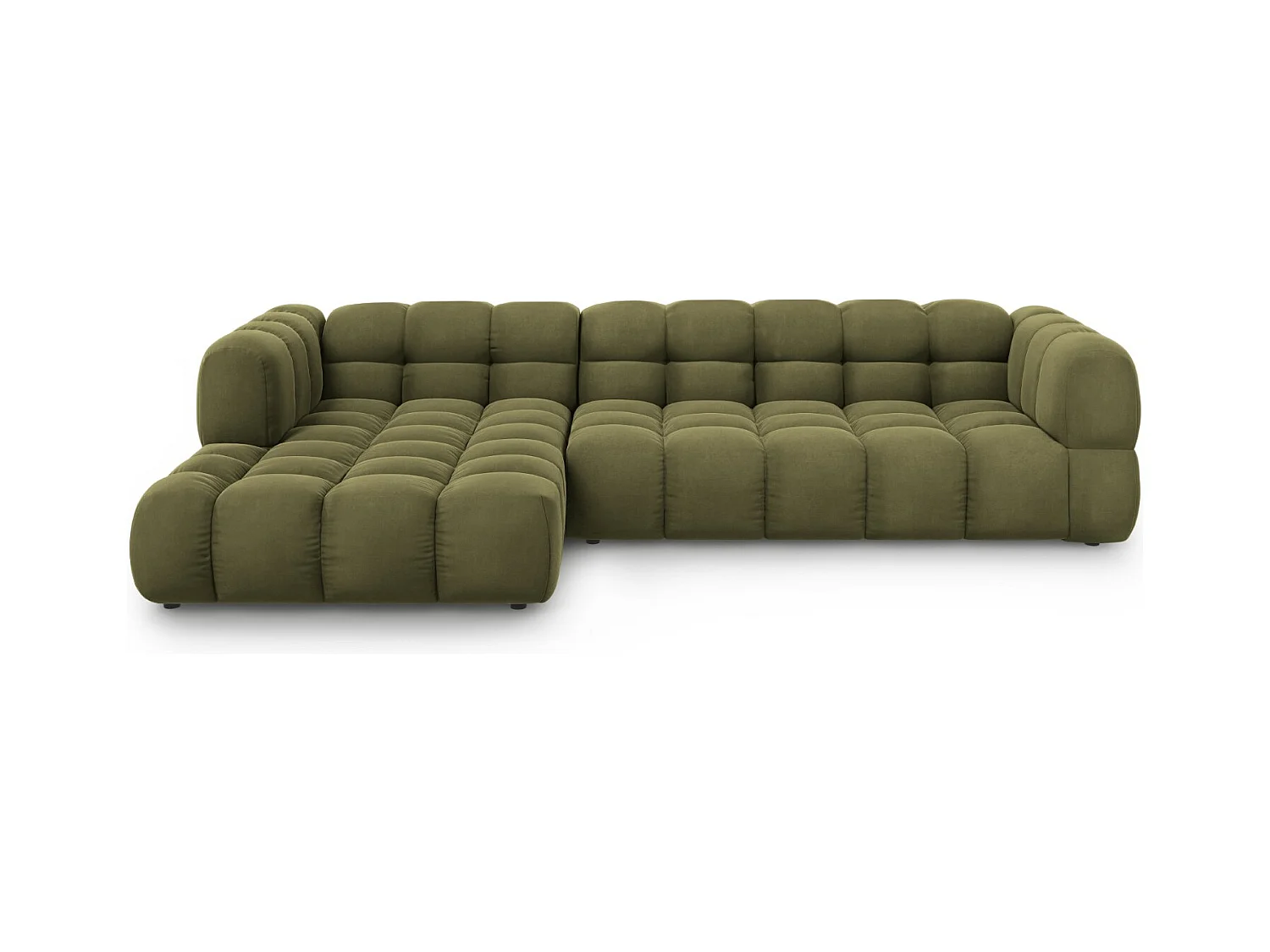 Cosmopolitan Design - Canapé d'angle gauche modulable "Sky" 4 places en velours vert clair - 300x162x75cm