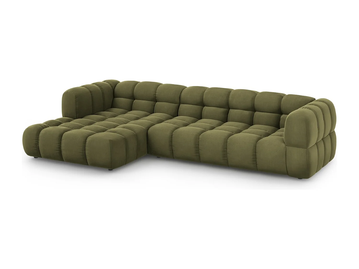 Cosmopolitan Design - Canapé d'angle gauche modulable "Sky" 4 places en velours vert clair - 300x162x75cm