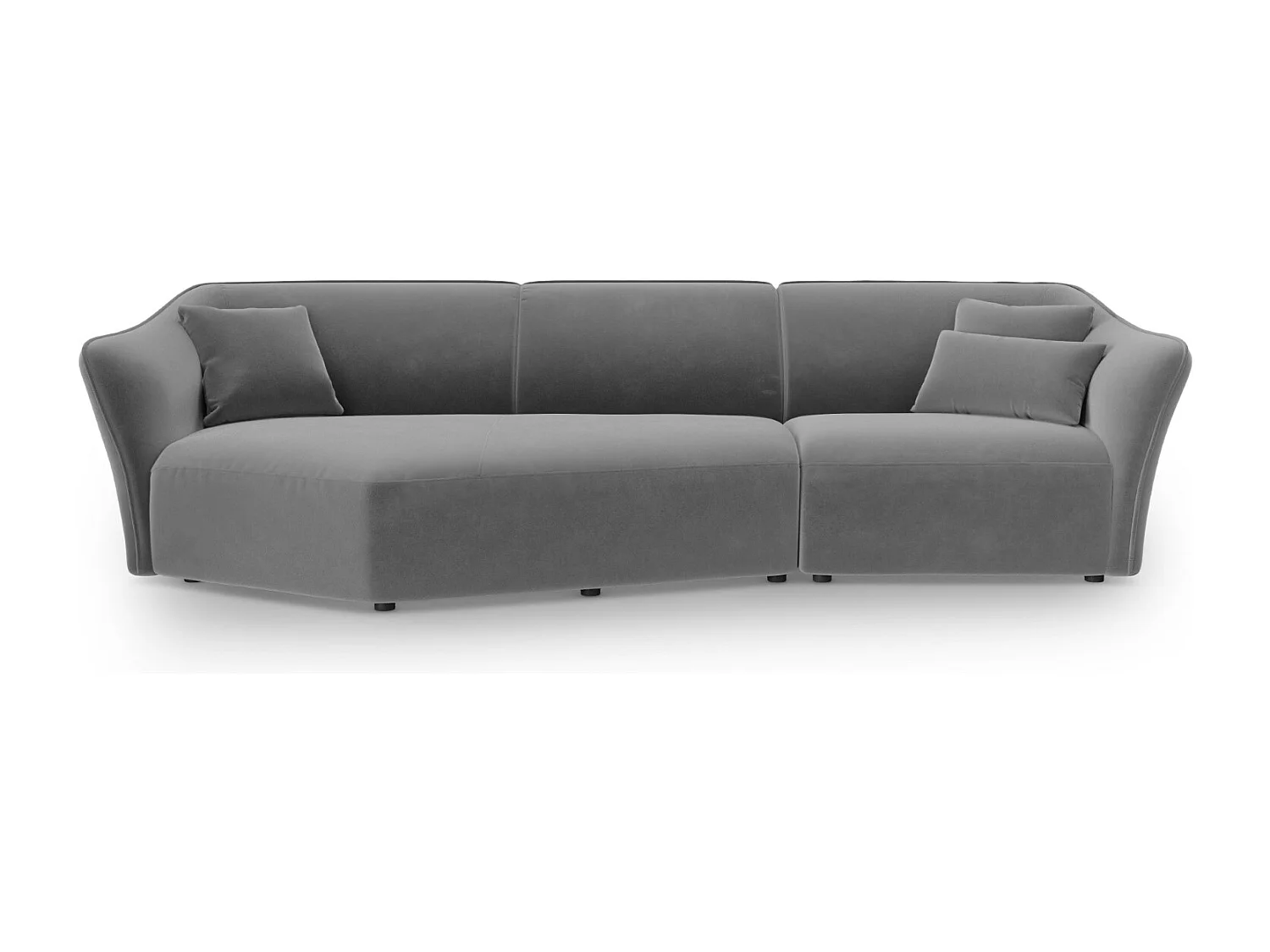 Cosmopolitan Design - Canapé d'angle gauche modulable "Tokyo" 5 places en velours gris clair - 292x138x79cm