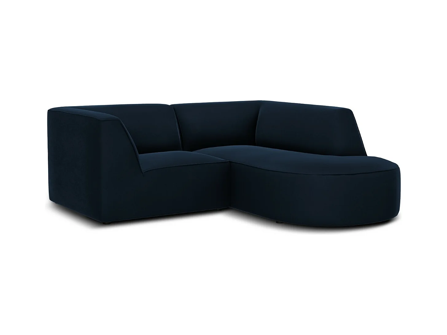 CXL by Christian Lacroix - Canapé d'angle droit "Charles" 3 places en velours bleu foncé - 186x180x69cm