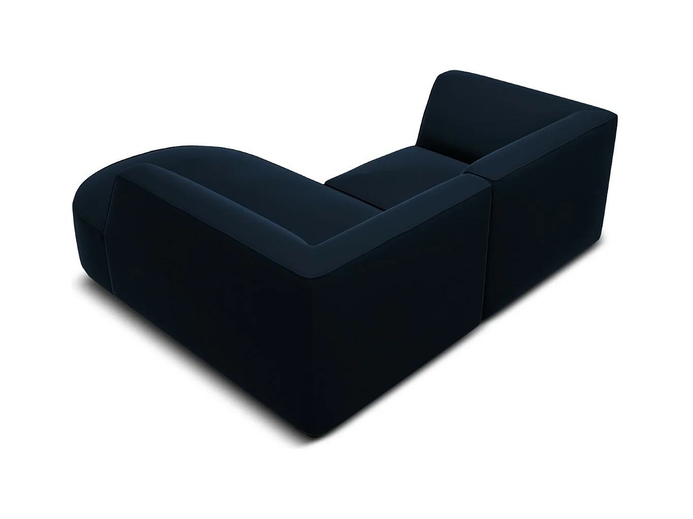 CXL by Christian Lacroix - Canapé d'angle droit "Charles" 3 places en velours bleu foncé - 186x180x69cm