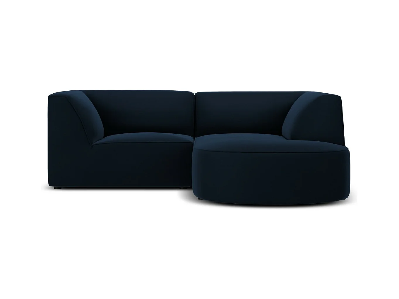 CXL by Christian Lacroix - Canapé d'angle droit "Charles" 3 places en velours bleu foncé - 186x180x69cm