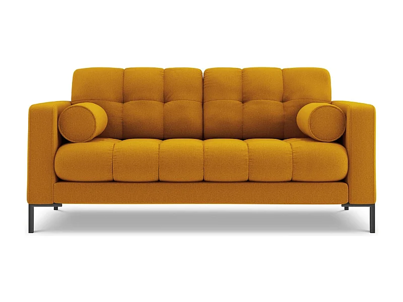 Cosmopolitan Design - 2-Sitzer Sofa "Bali" aus strukturiertem Stoff gelb - 152x92x75cm