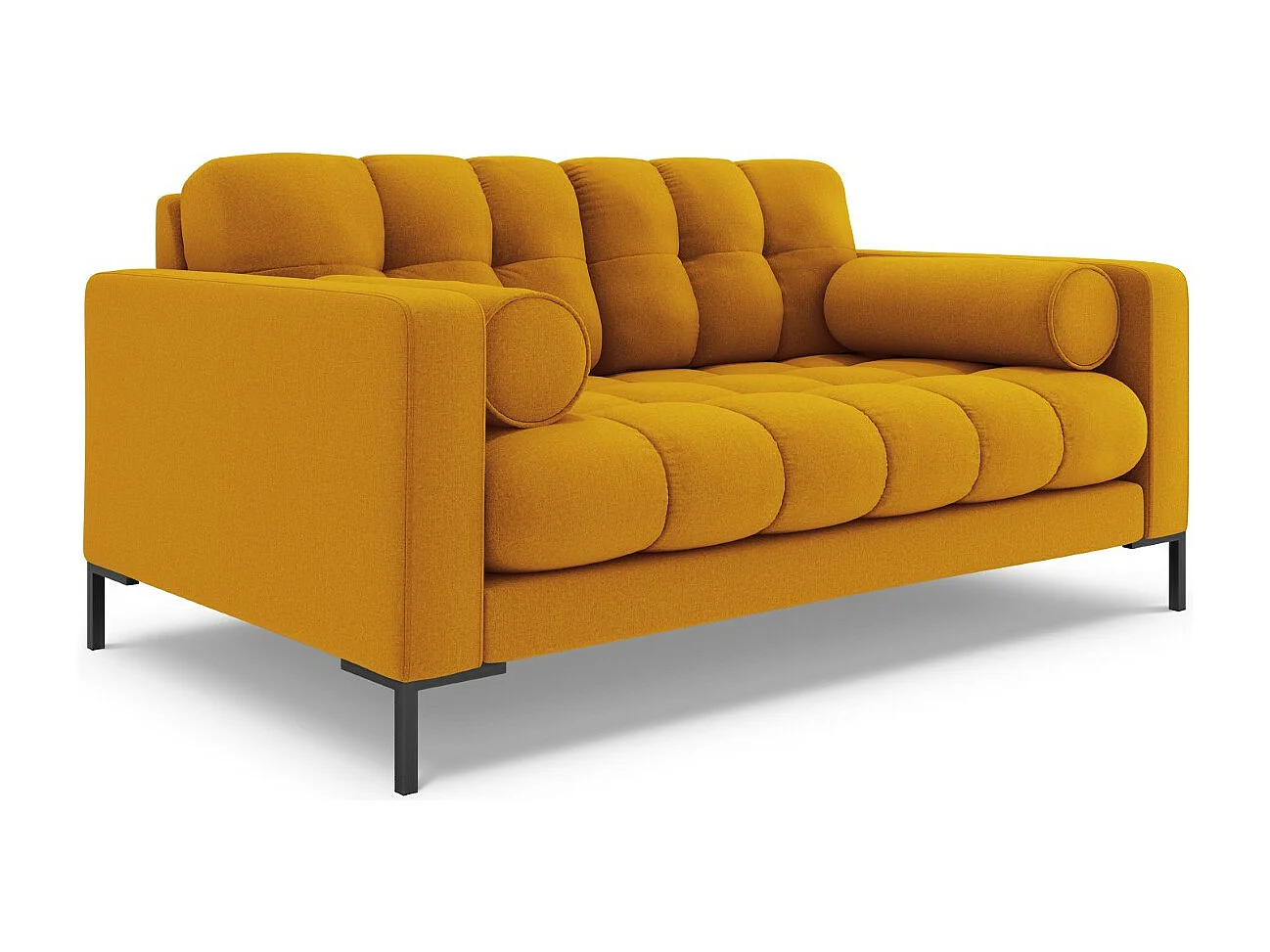 Cosmopolitan Design - Canapé "Bali" 2 places en tissu structurel jaune - 152x92x75cm