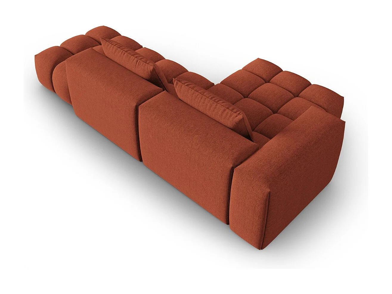 CXL by Christian Lacroix - Divano angolare modulare sinistro "Lorella" 4 posti in tessuto strutturato corallo - 265x145x70cm