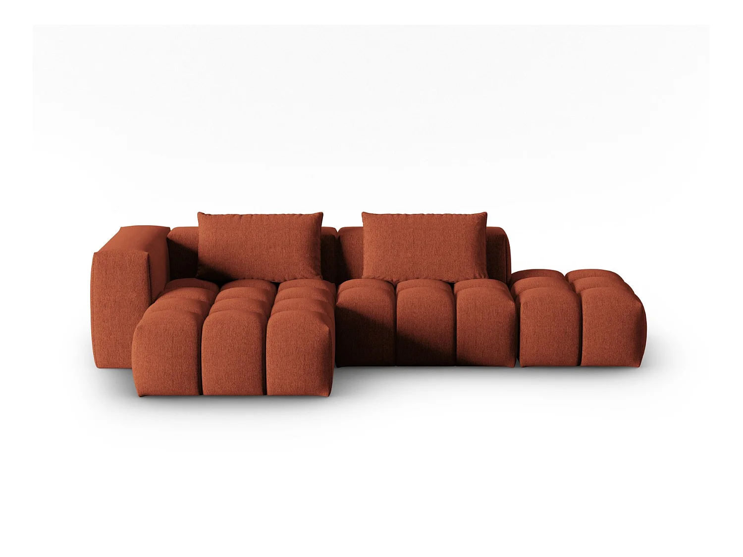 CXL by Christian Lacroix - Canapé d'angle gauche modulable "Lorella" 4 places en tissu structurel corail - 265x145x70cm