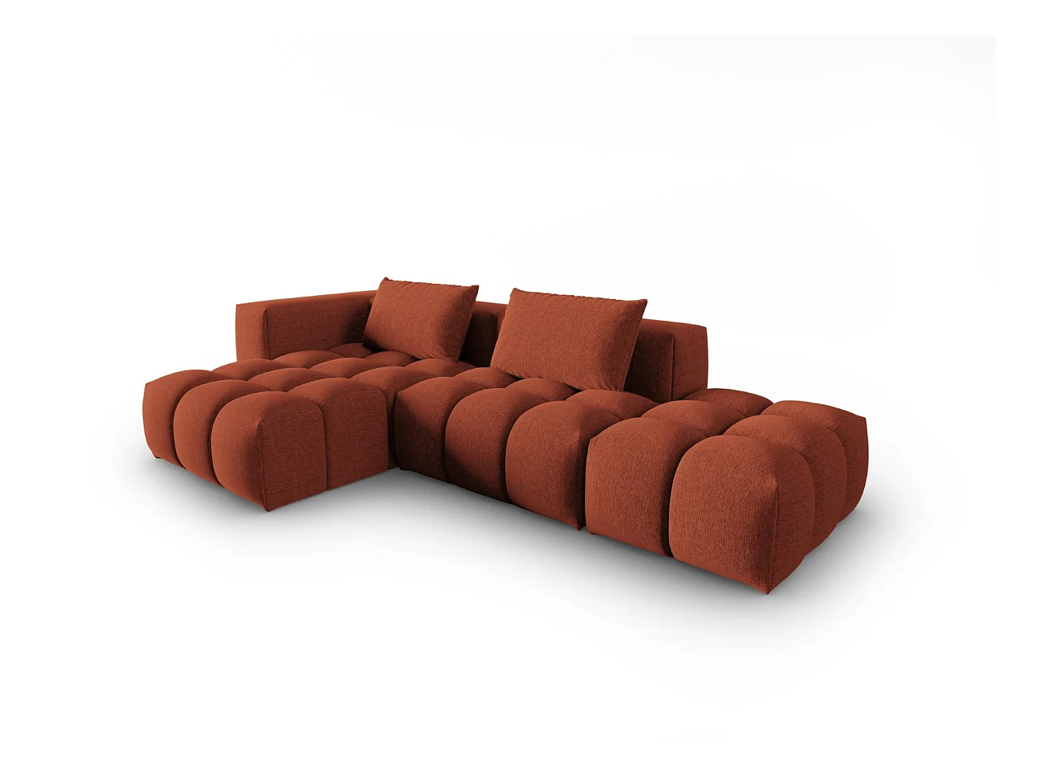 CXL by Christian Lacroix - Canapé d'angle gauche modulable "Lorella" 4 places en tissu structurel corail - 265x145x70cm