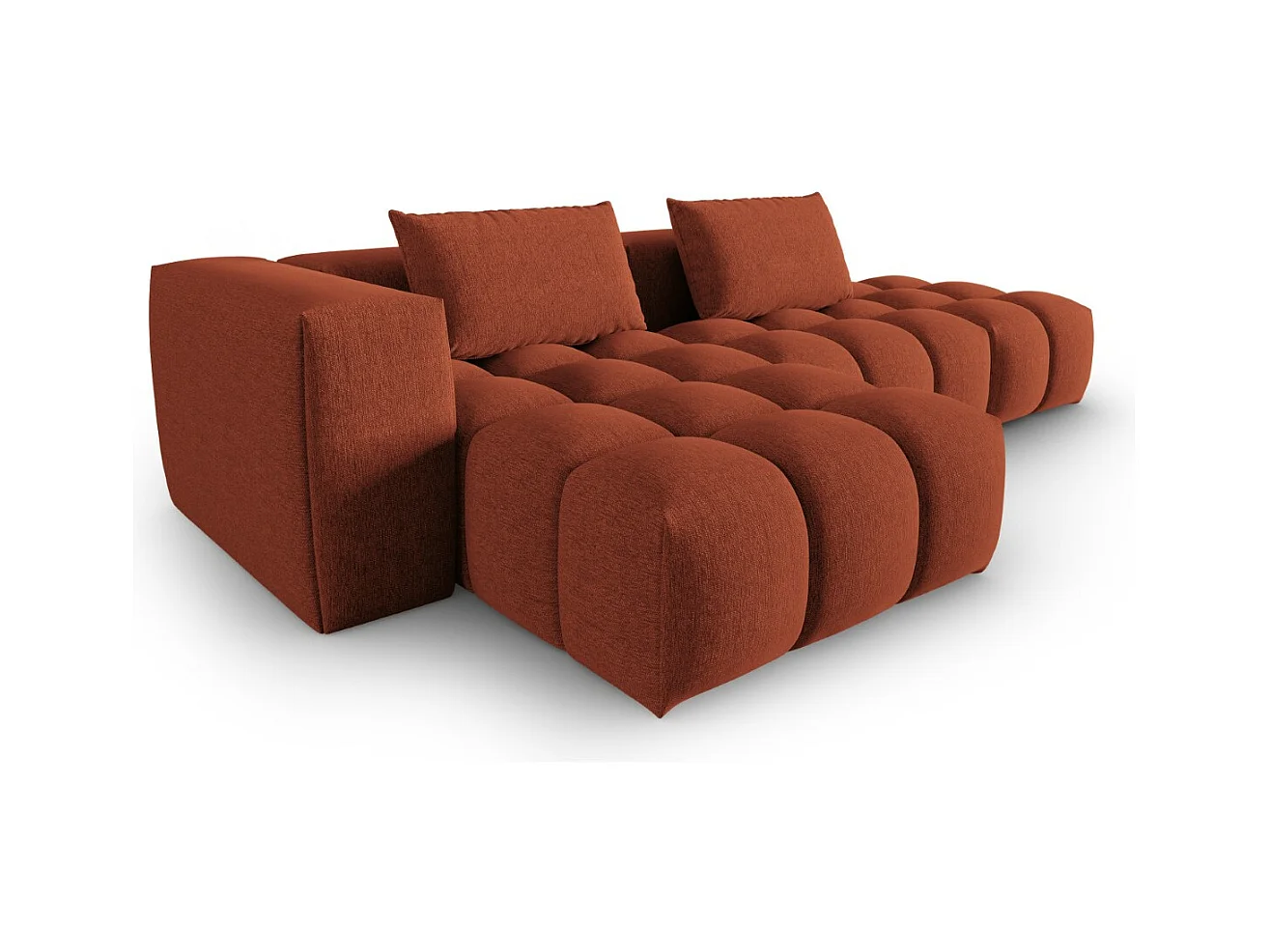 CXL by Christian Lacroix - Canapé d'angle gauche modulable "Lorella" 4 places en tissu structurel corail - 265x145x70cm