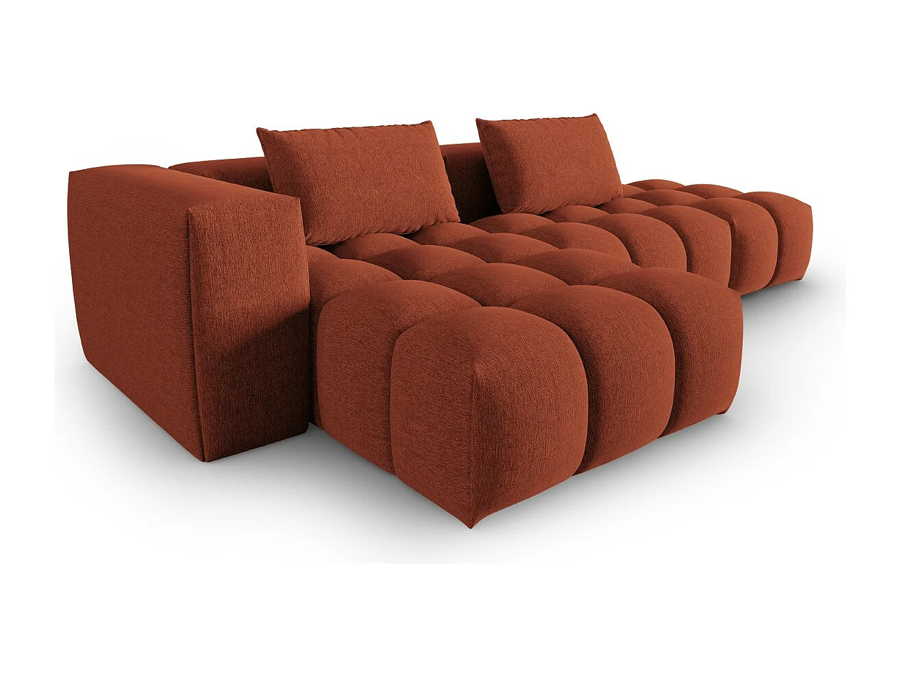 CXL by Christian Lacroix - Canapé d'angle gauche modulable "Lorella" 4 places en tissu structurel corail - 265x145x70cm