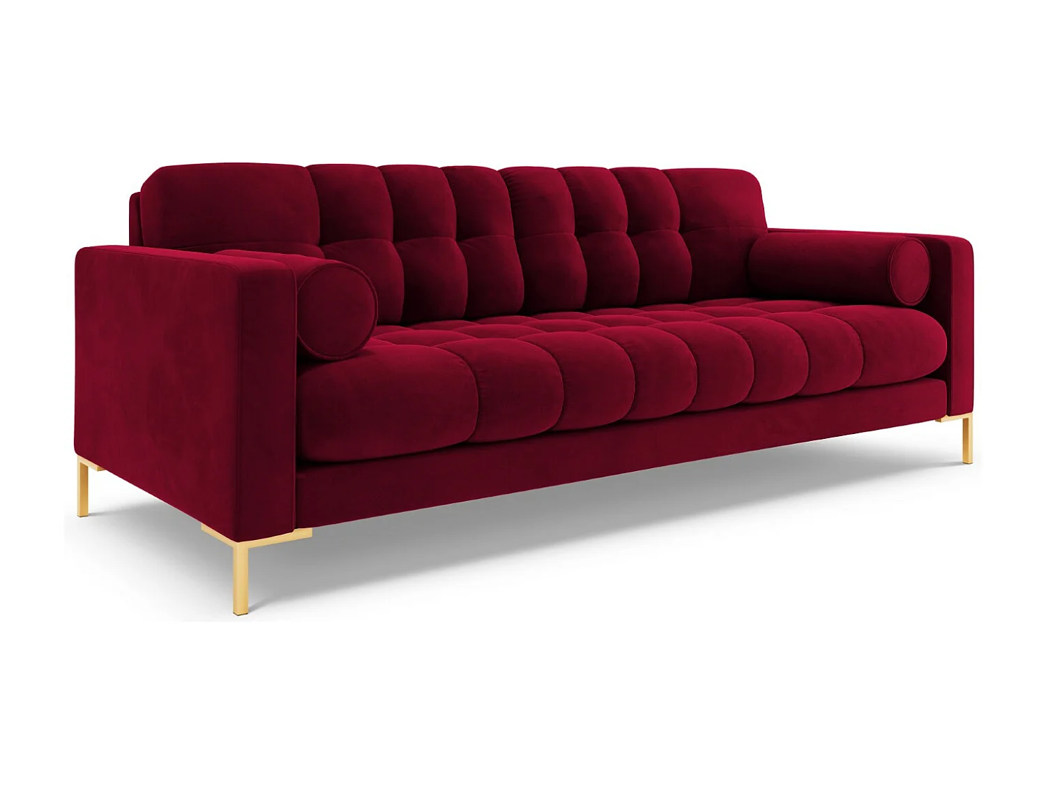 Cosmopolitan Design - Sofá "Bali" 3 plazas de terciopelo rojo - 177x92x75cm