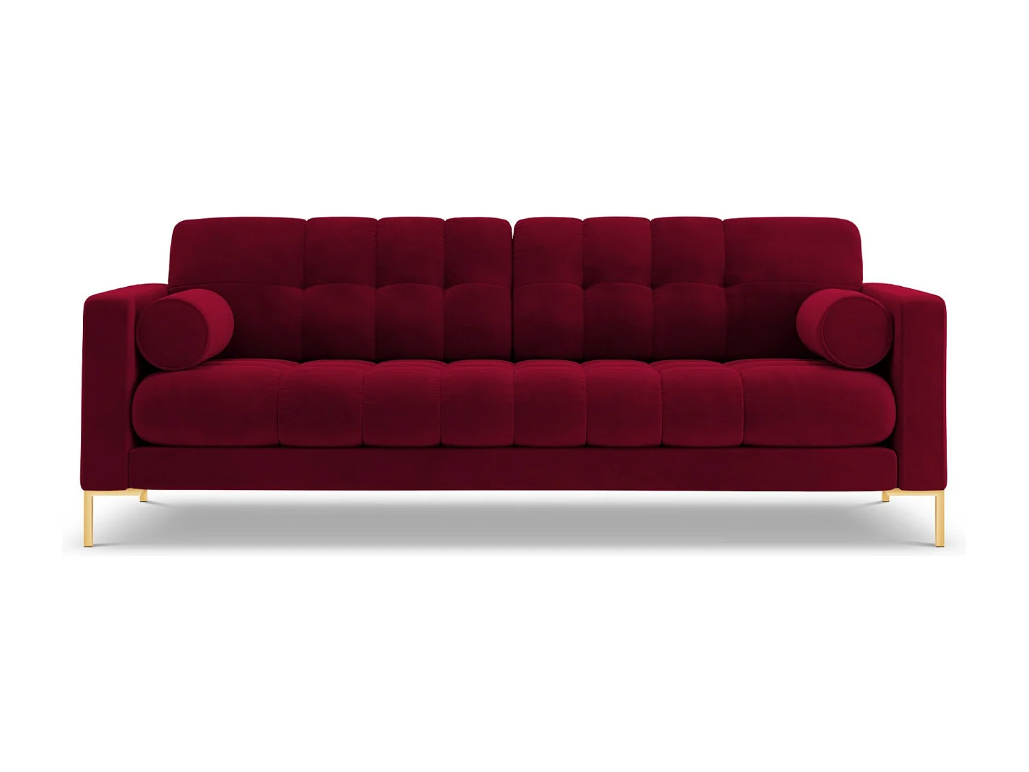 Cosmopolitan Design - Canapé "Bali" 3 places en velours rouge - 177x92x75cm