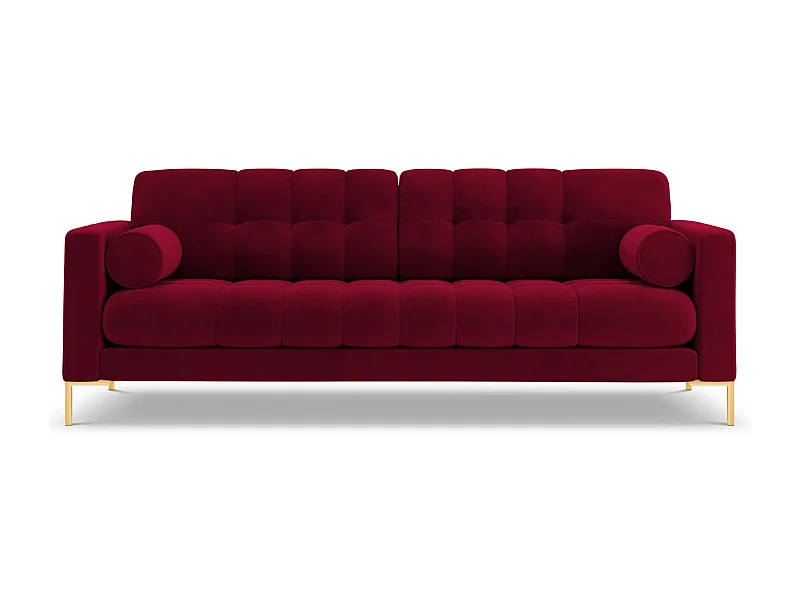 Cosmopolitan Design - Sofá "Bali" 3 lugares em veludo vermelho - 177x92x75cm