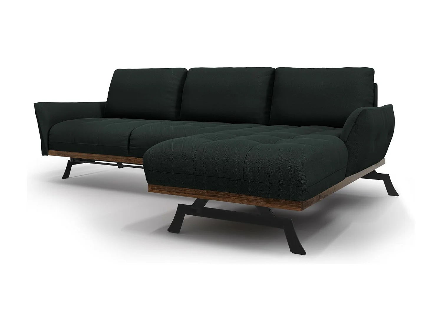 CXL by Christian Lacroix - Narożnik prawy panoramiczny, "Olivier" 4 miejsca tkanina strukturalna, czarny - 264x171x87cm