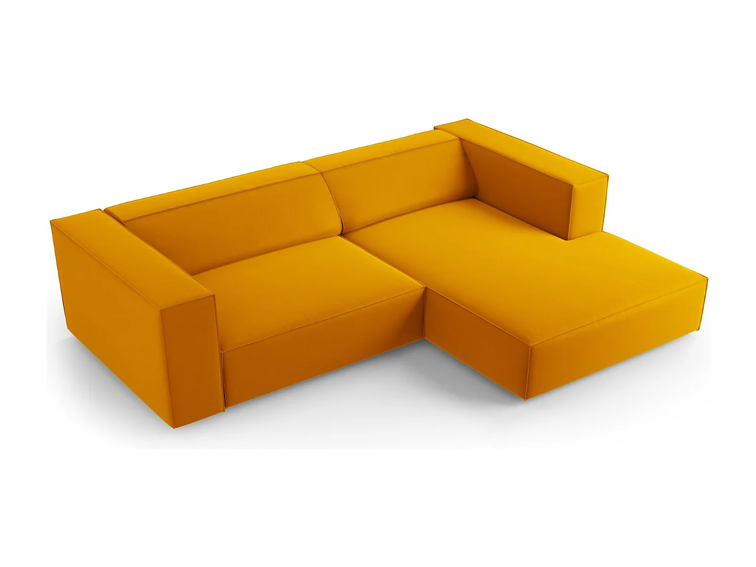 Cosmopolitan Design - 3-Sitzer Ecksofa rechts "Arendal" aus Samt gelb - 224x166x70cm