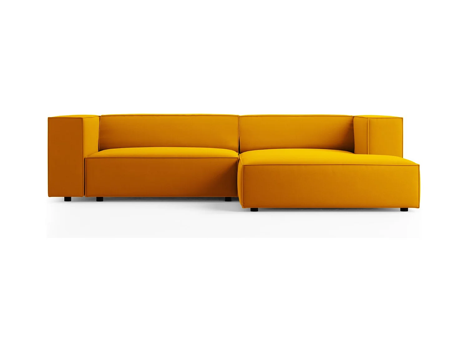 Cosmopolitan Design - Rechter hoekbank "Arendal" 3 zitplaatsen, Flueel, GEEL - 224x166x70cm