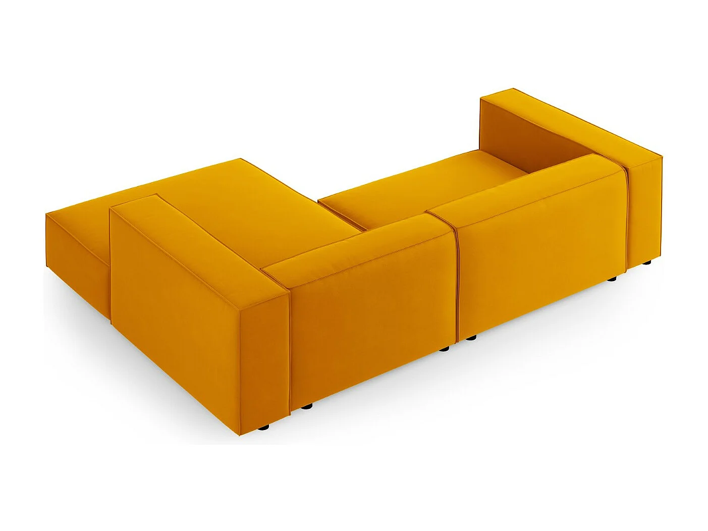 Cosmopolitan Design - Sofá de canto direito "Arendal" 3 lugares em veludo amarelo - 224x166x70cm