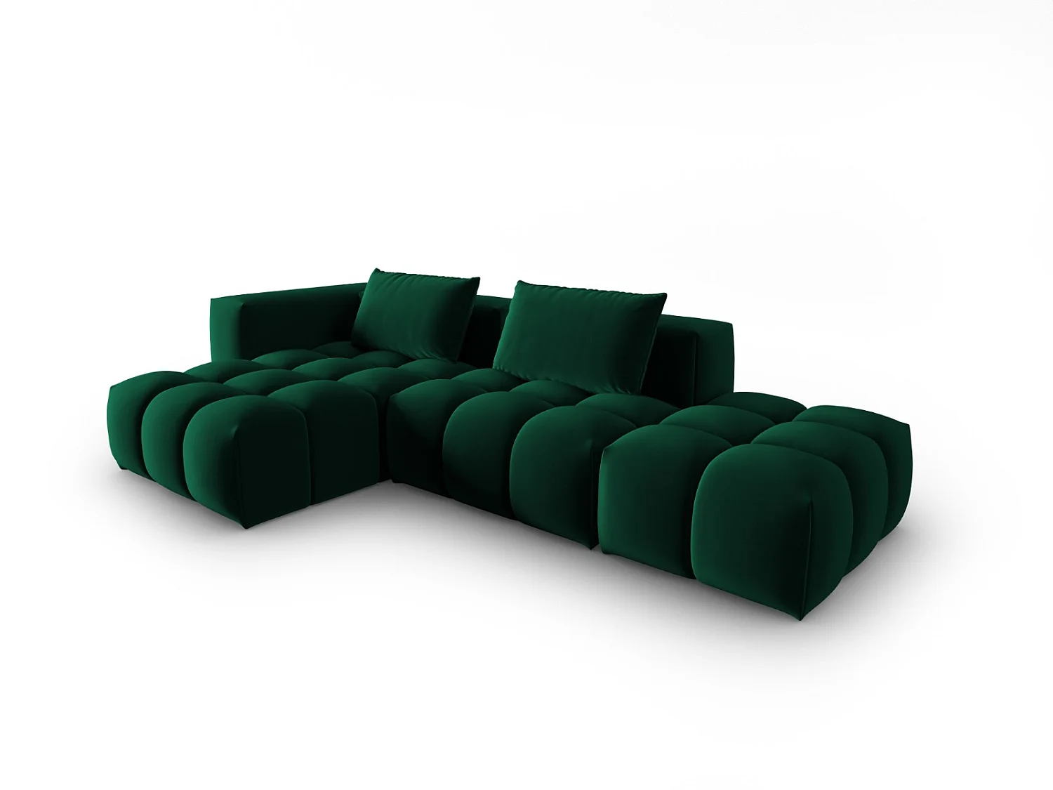 CXL by Christian Lacroix - Divano angolare modulare sinistro "Lorella" 4 posti in velluto verde bottiglia - 265x145x70cm