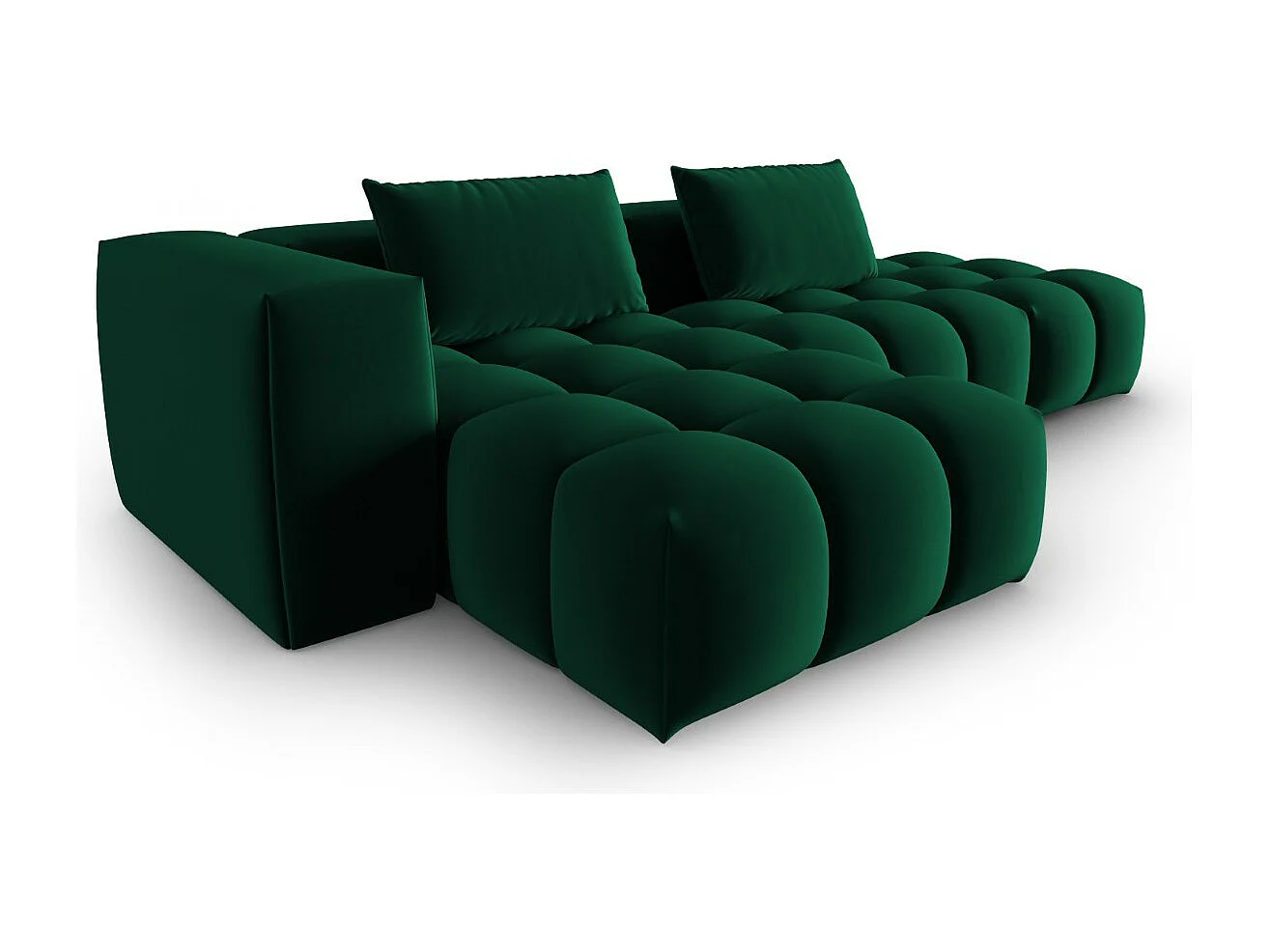 CXL by Christian Lacroix - Divano angolare modulare sinistro "Lorella" 4 posti in velluto verde bottiglia - 265x145x70cm