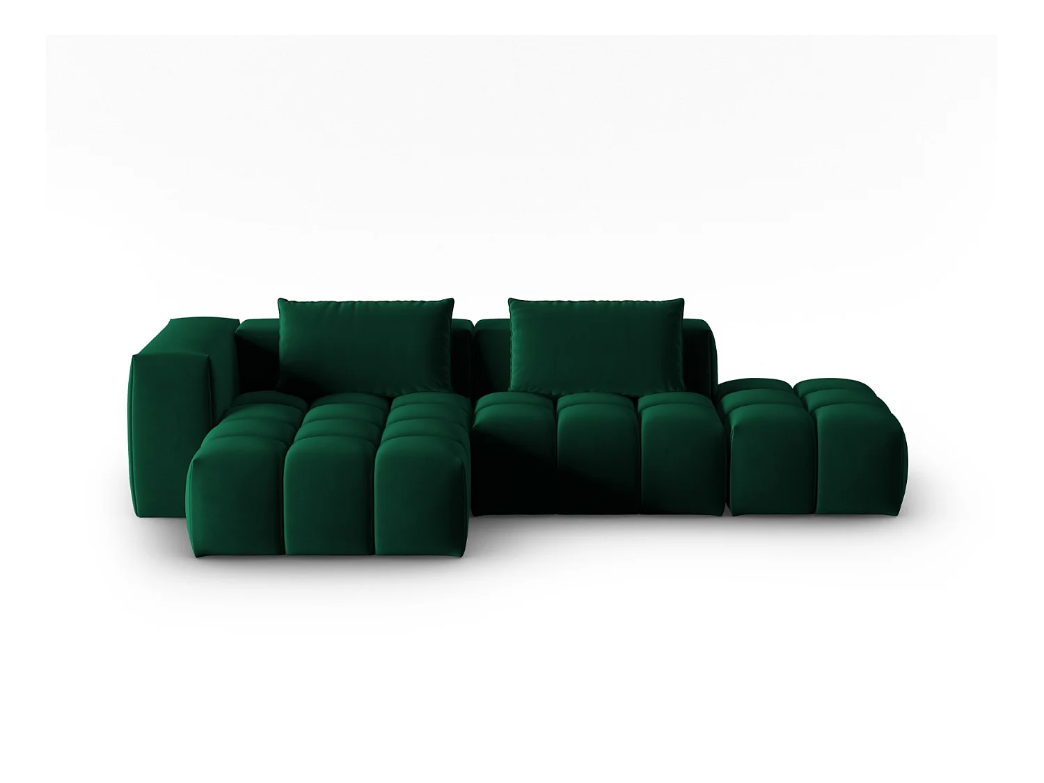 CXL by Christian Lacroix - Canapé d'angle gauche modulable "Lorella" 4 places en velours vert bouteille - 265x145x70cm