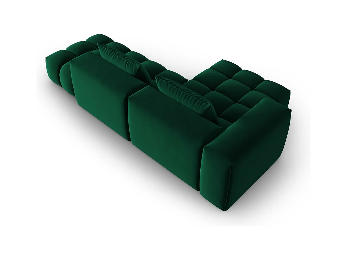 CXL by Christian Lacroix - Canapé d'angle gauche modulable "Lorella" 4 places en velours vert bouteille - 265x145x70cm