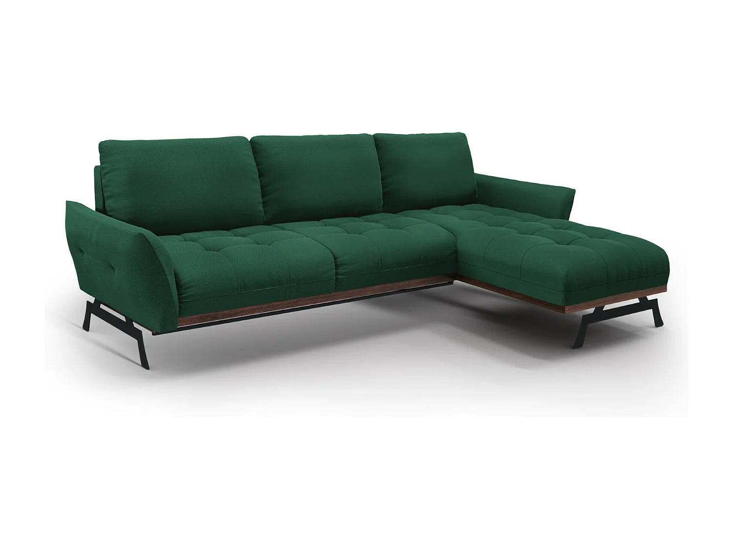 CXL by Christian Lacroix - Canapé d'angle droit modulable "Olivier" 4 places en tissu structurel vert - 264x171x87cm