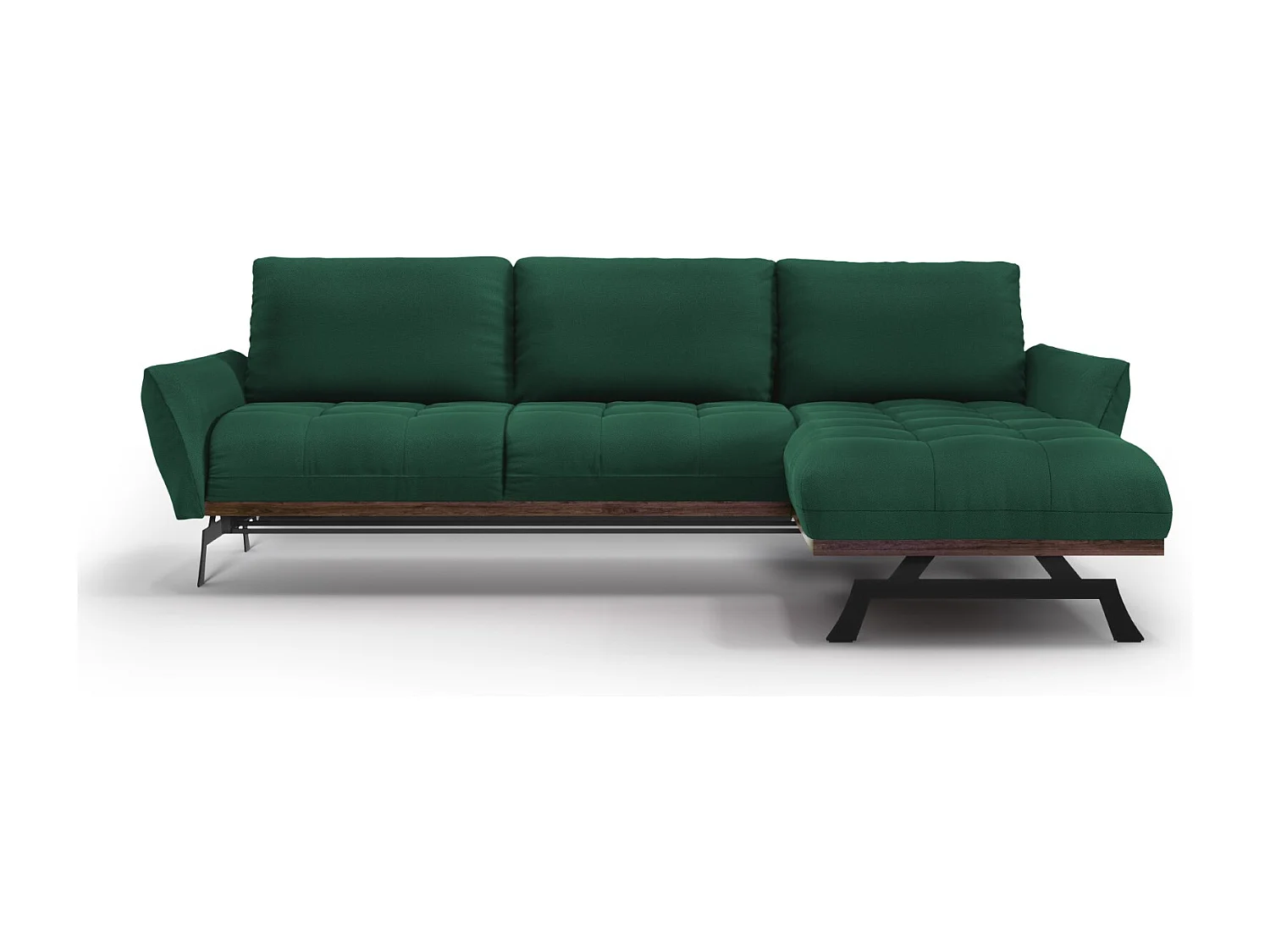 CXL by Christian Lacroix - Canapé d'angle droit modulable "Olivier" 4 places en tissu structurel vert - 264x171x87cm