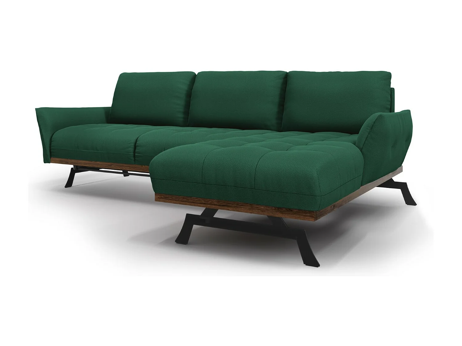 CXL by Christian Lacroix - Canapé d'angle droit modulable "Olivier" 4 places en tissu structurel vert - 264x171x87cm