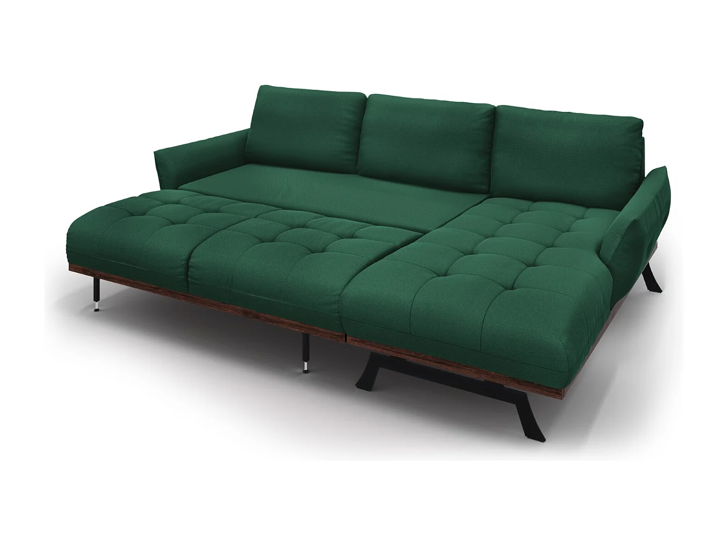 CXL by Christian Lacroix - Canapé d'angle droit modulable "Olivier" 4 places en tissu structurel vert - 264x171x87cm