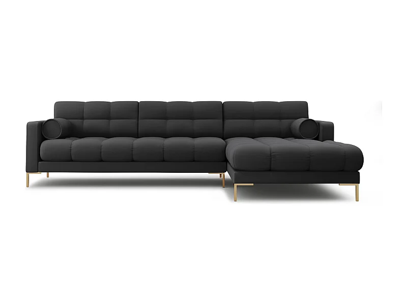 Cosmopolitan Design - Sofá esquinero derecho "Bali" 5 plazas de tejido estructural gris oscuro - 293x185x75cm