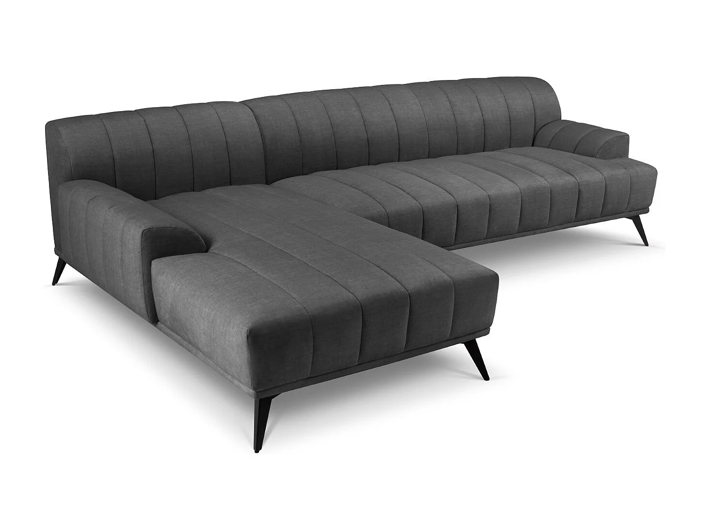 CXL by Christian Lacroix - Sofá esquinero izquierdo "Rita" 5 plazas de terciopelo gris oscuro - 289x185x77cm