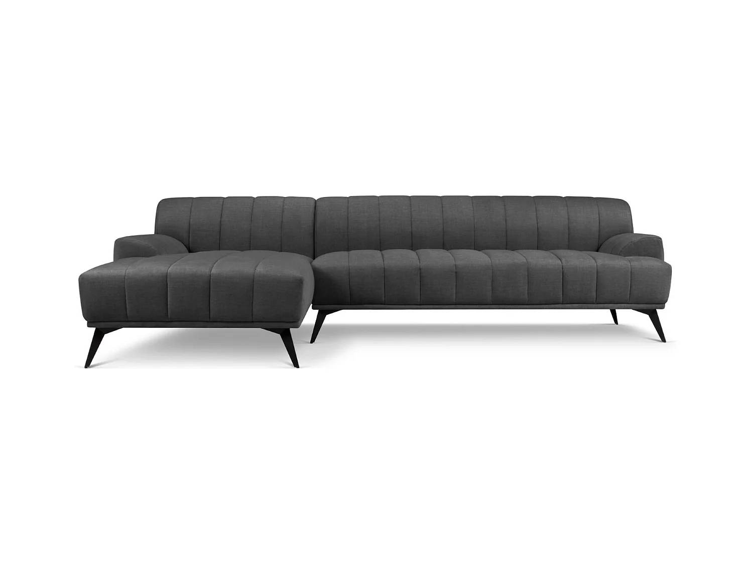 CXL by Christian Lacroix - Canapé d'angle gauche "Rita" 5 places en velours gris foncé - 289x185x77cm