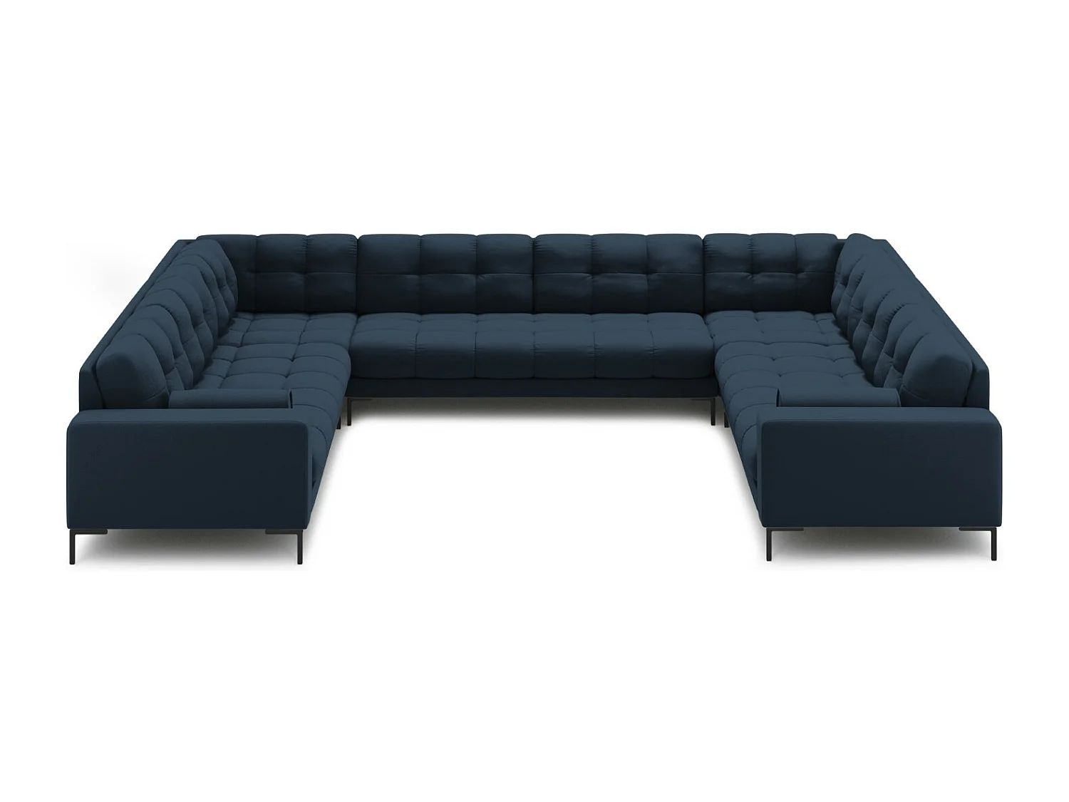 Cosmopolitan Design - Sofa panoramiczna, "Bali" 9 miejsc tkanina strukturalna, niebieski - 327x256x75cm