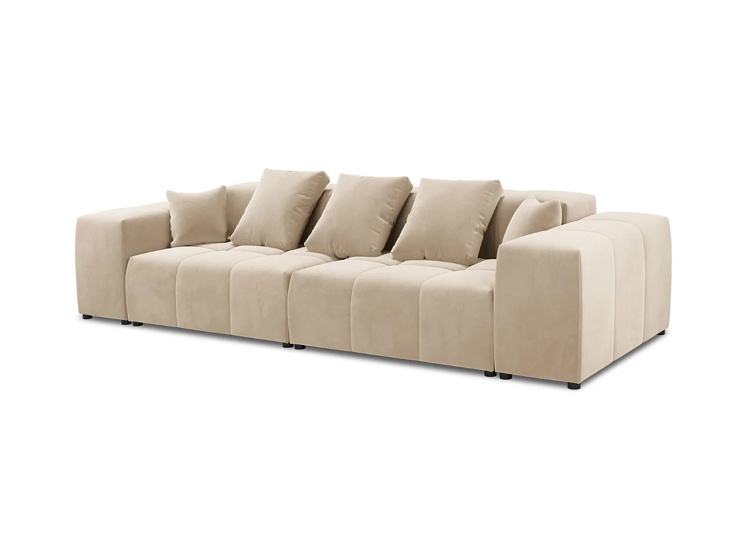 Cosmopolitan Design - Modulaire bank "Rome" 3 zitplaatsen, Flueel, Beige - 320x120x75cm