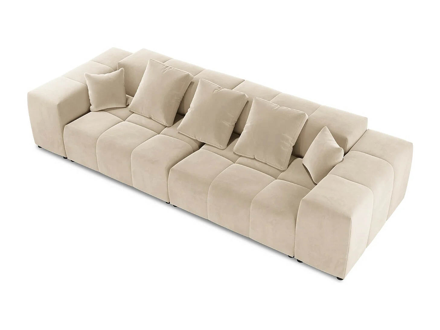 Cosmopolitan Design - Canapé modulable "Rome" 3 places en velours beige - 320x120x75cm