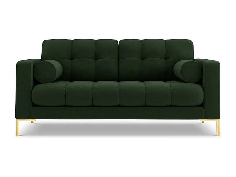 Cosmopolitan Design - 2-Sitzer Sofa "Bali" aus strukturiertem Stoff dunkelgrün - 152x92x75cm
