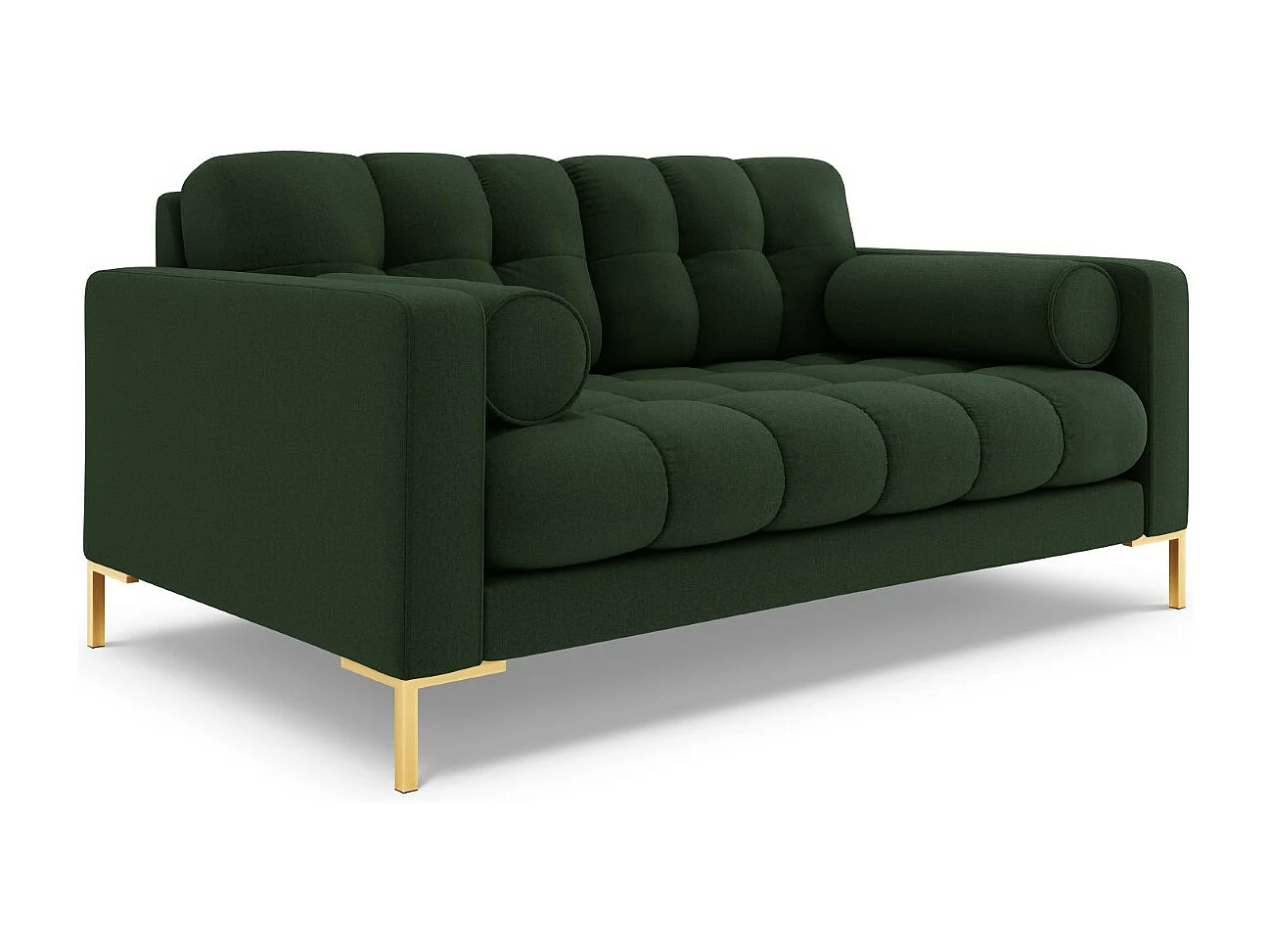 Cosmopolitan Design - Sofa, "Bali" 2 miejsca tkanina strukturalna, zielony ciemny - 152x92x75cm