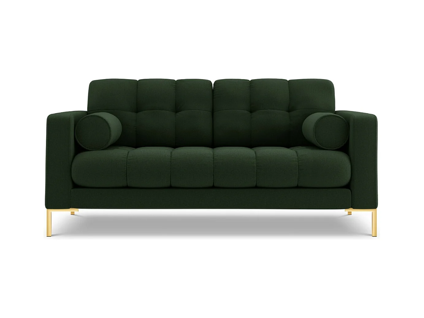 Cosmopolitan Design - Bank "Bali" 2 zitplaatsen, Structurele stof, Donkergroen - 152x92x75cm