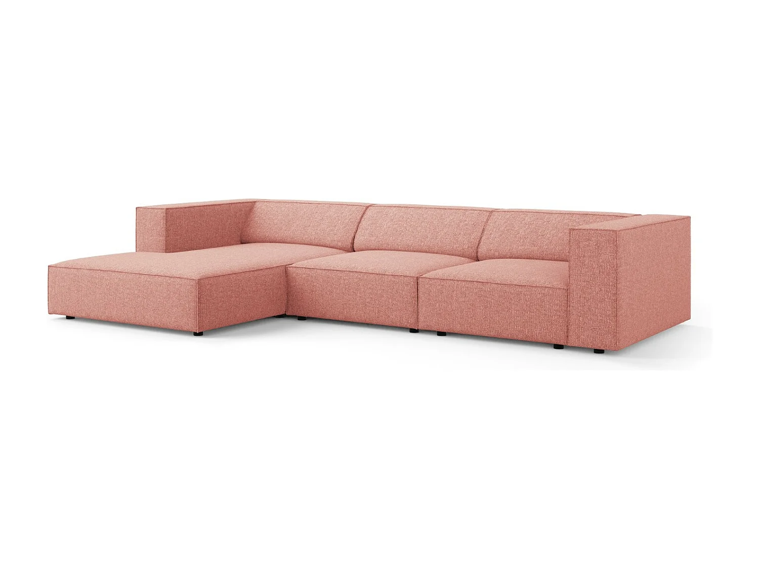 Cosmopolitan Design - 4-Sitzer Ecksofa links "Arendal" aus Chenille-Stoff rosa - 284x166x70cm