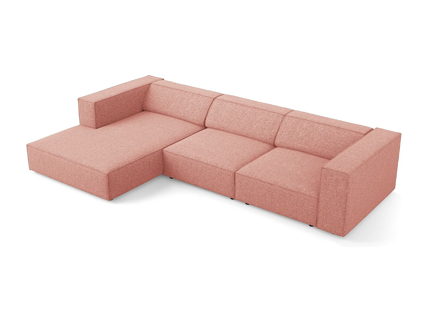 Cosmopolitan Design - 4-Sitzer Ecksofa links "Arendal" aus Chenille-Stoff rosa - 284x166x70cm