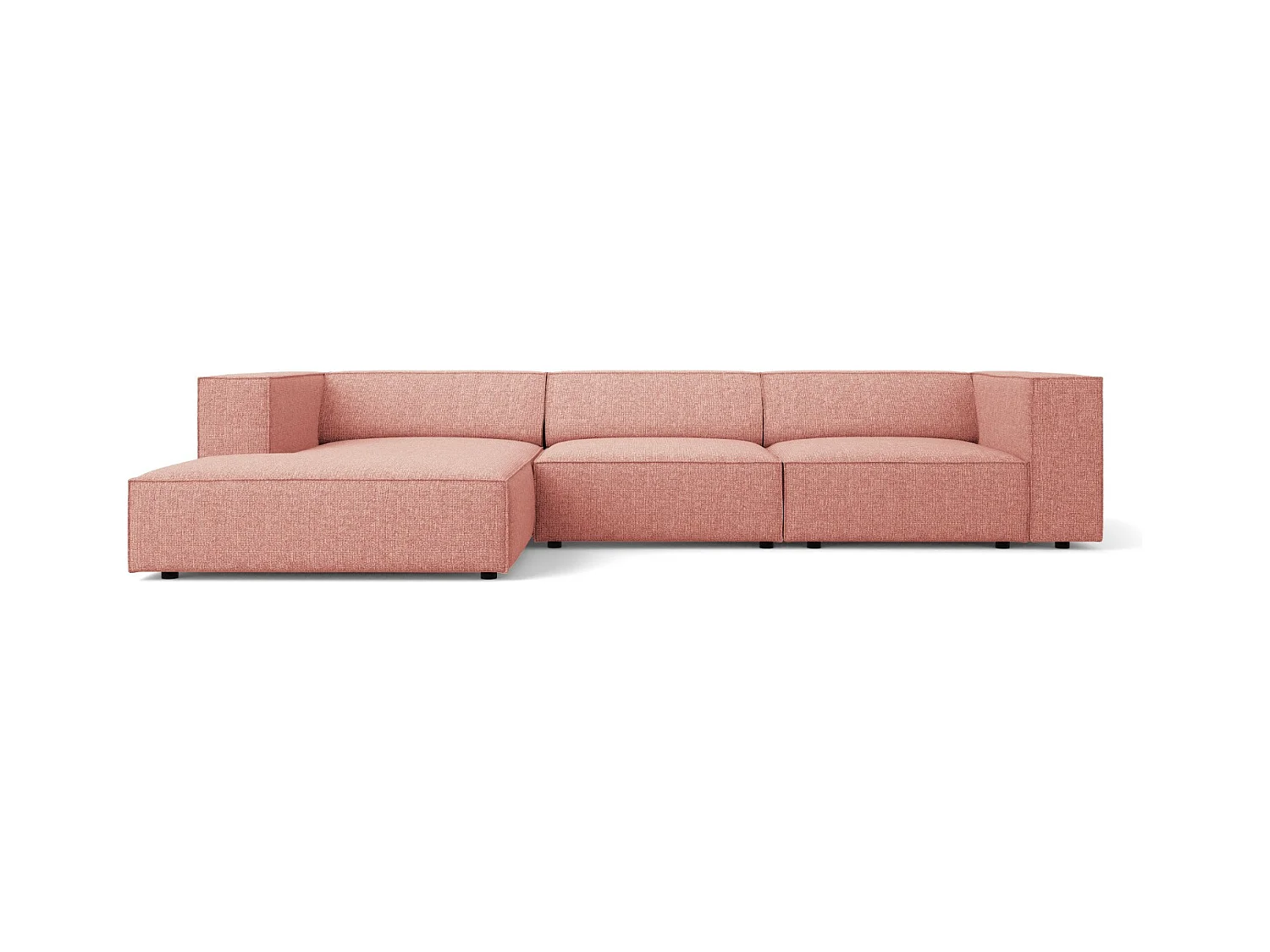 Cosmopolitan Design - Linker hoekbank "Arendal" 4 zitplaatsen, Chenille, Roze - 284x166x70cm