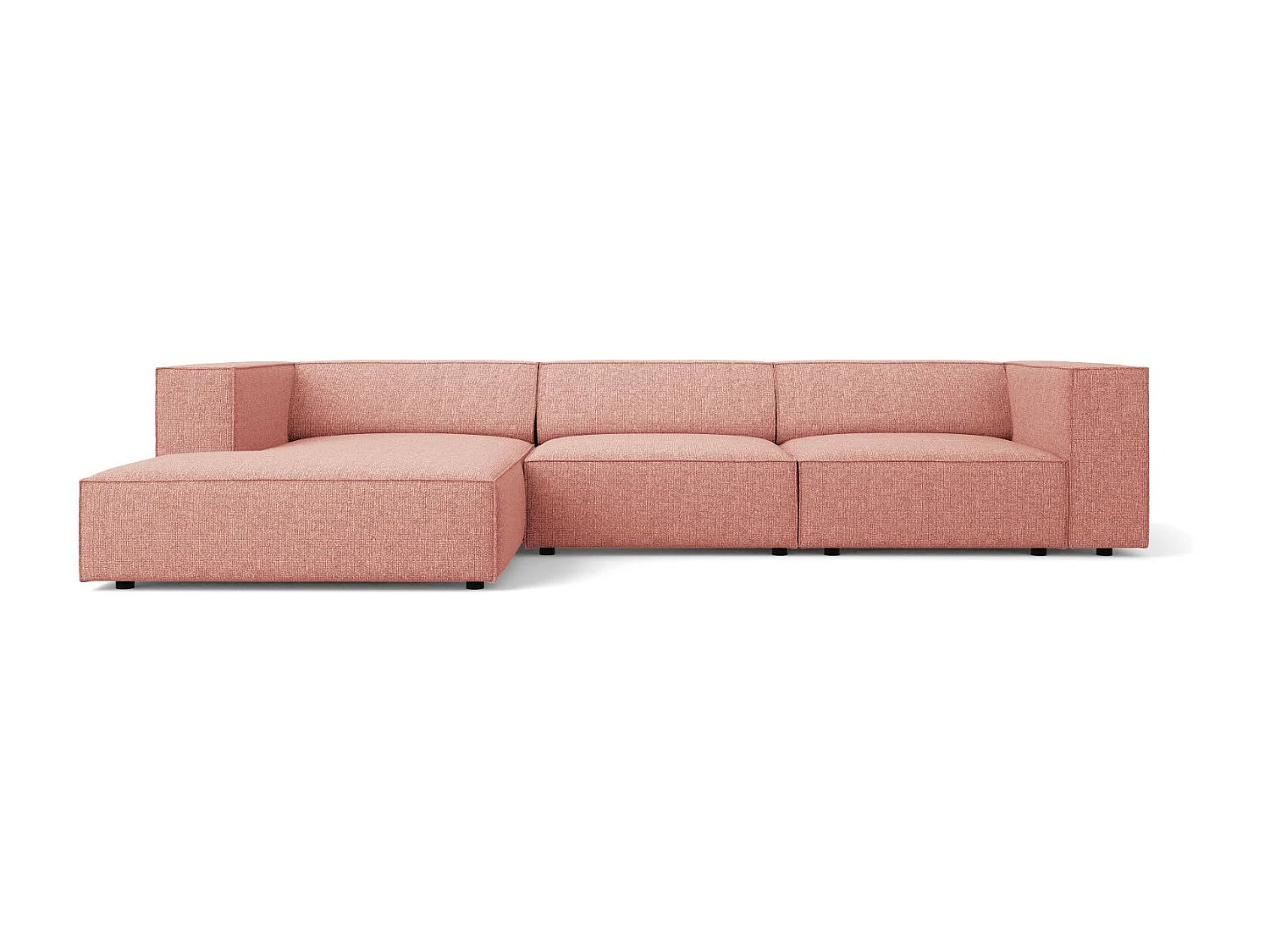 Cosmopolitan Design - Canapé d'angle gauche "Arendal" 4 places en chenille rose - 284x166x70cm